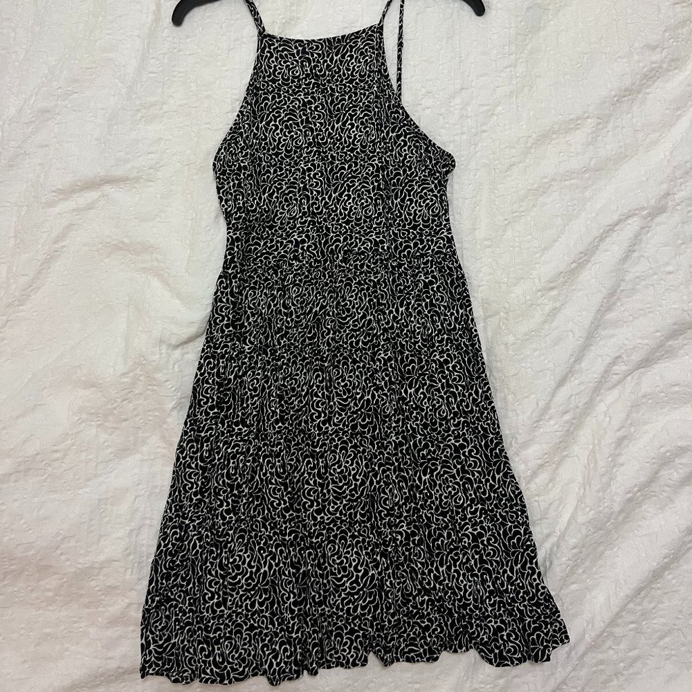 Cinnamon dress - black/dark navy with white detail - S